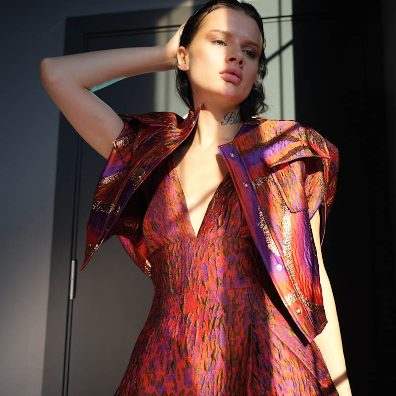 Thumbnail of Jacquard-Metalic Mini Dress image