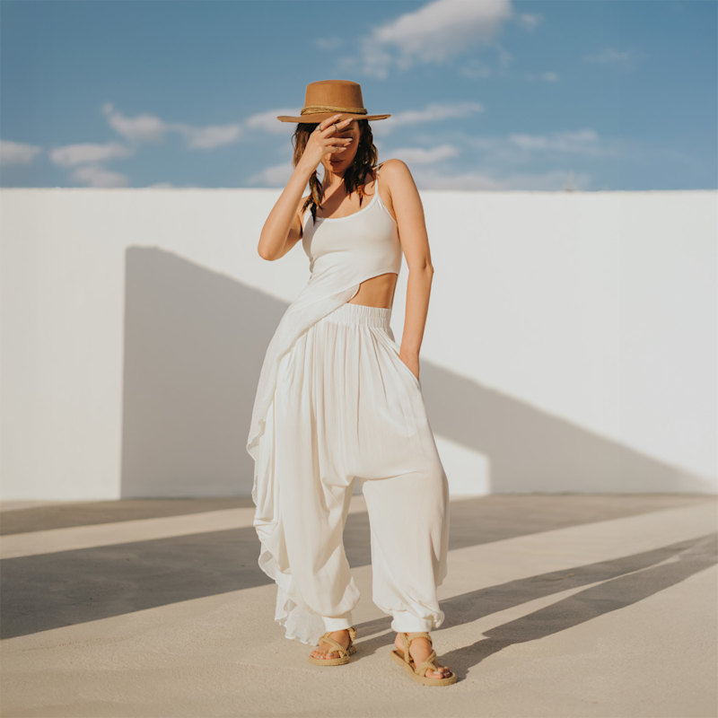 Thumbnail of Aria Blouse Asymmetrical Cut Boho Summer Top - White image