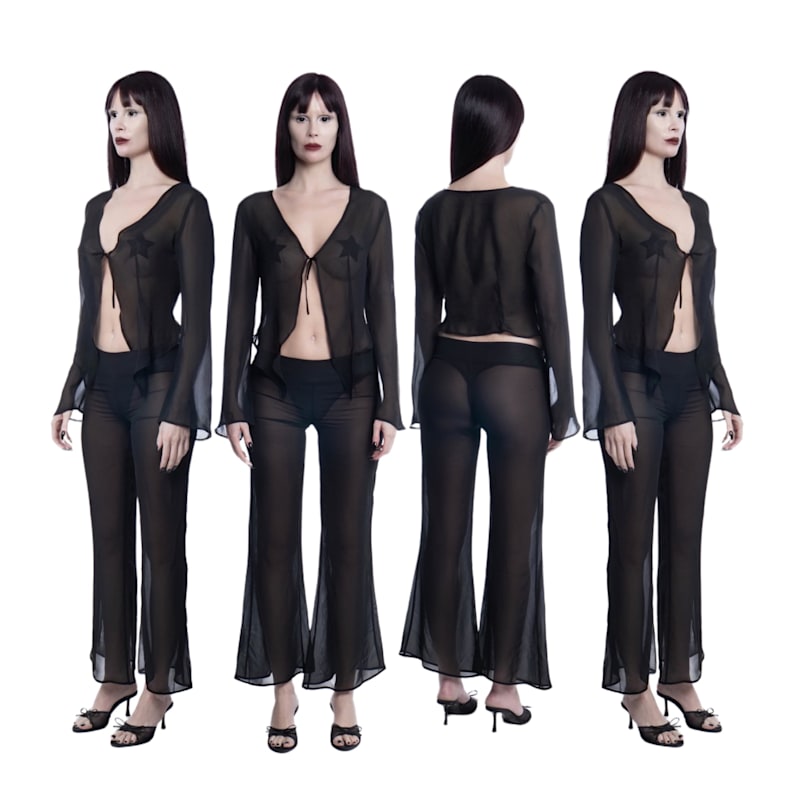 Thumbnail of Arsenic Pants Sheer Flared Black Trousers image