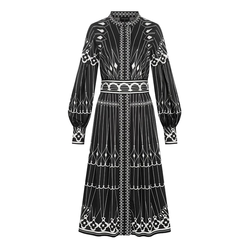 Thumbnail of Art Deco Shirt Dress Black And White image