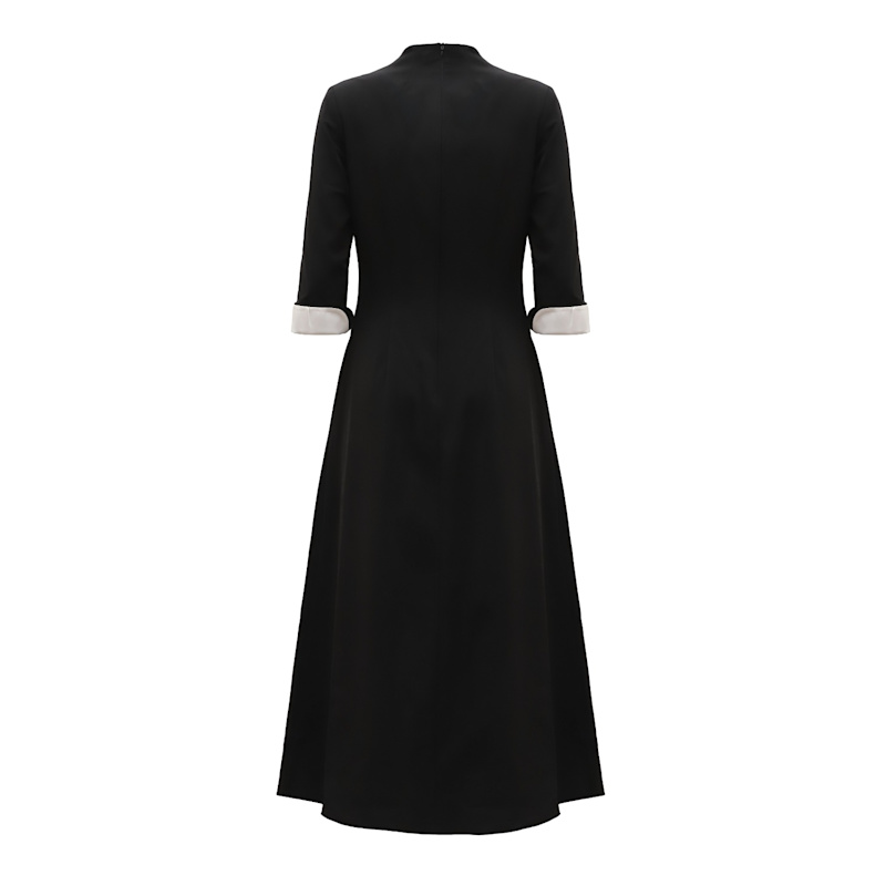 Thumbnail of Art-Inspired Semi-Fitted Three-Quarter Sleeves Dress - Black image