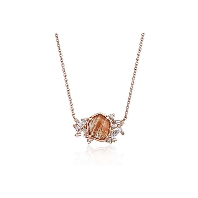 Thumbnail of Arte Quartz Diamond Rose Gold Women Necklace image