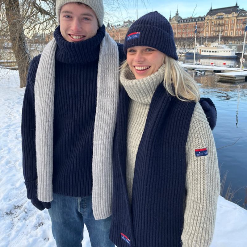 Thumbnail of Arthur Beale Maritime Wool Scarf - Navy Blue image