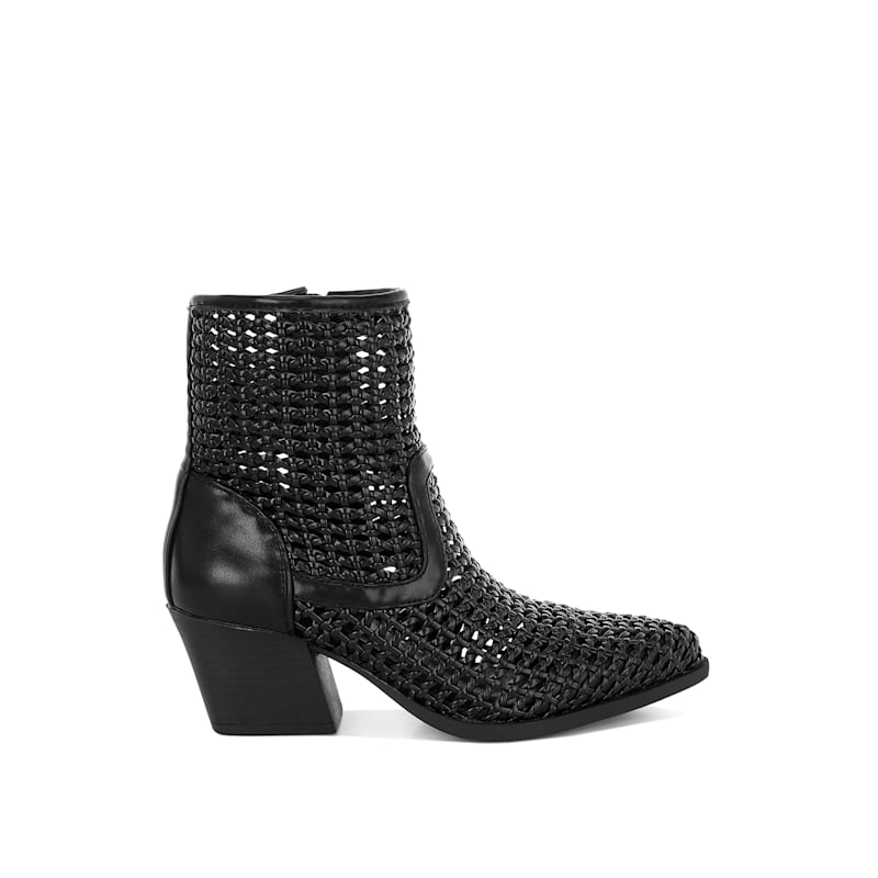 Thumbnail of Artisole Woven Pleather Block Heel Boots In Black image