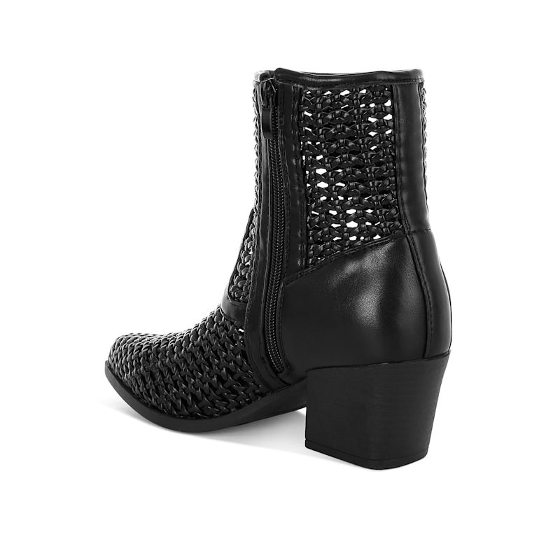 Thumbnail of Artisole Woven Pleather Block Heel Boots In Black image
