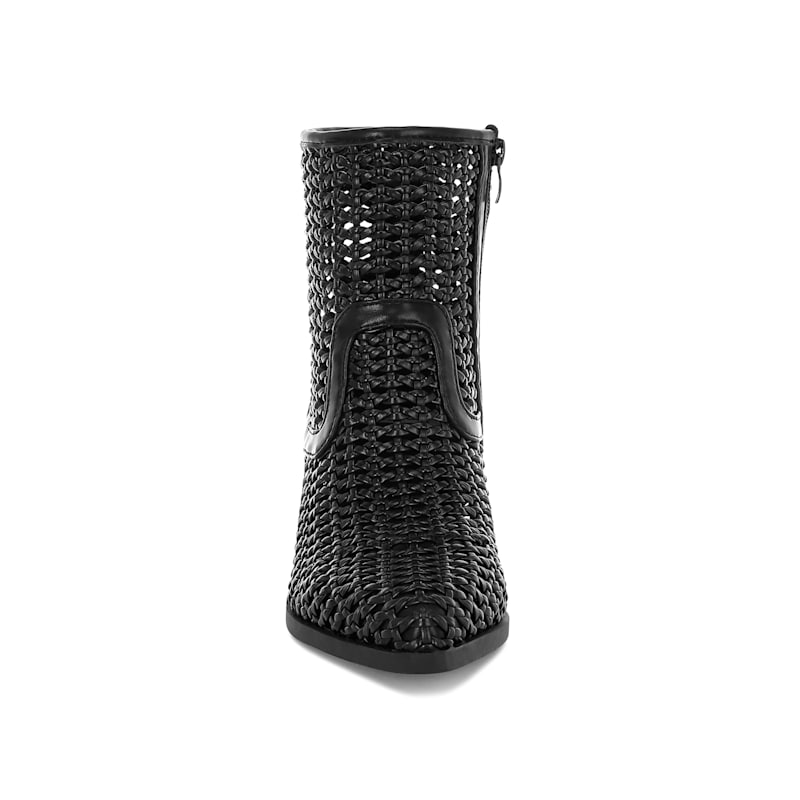 Thumbnail of Artisole Woven Pleather Block Heel Boots In Black image