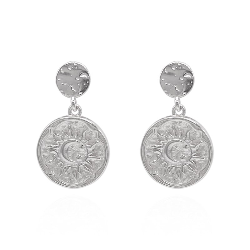 Thumbnail of Aruna Sun Coin Drop Earrings | Sterling Silver image