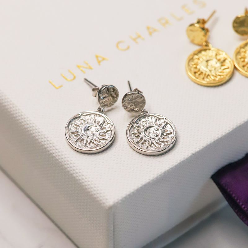 Thumbnail of Aruna Sun Coin Drop Earrings | Sterling Silver image