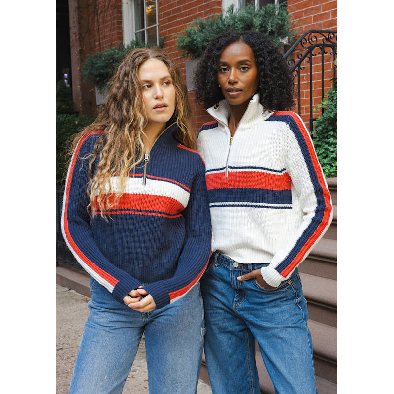 Thumbnail of Aspen Quarter Zip - Navy Retro Block image