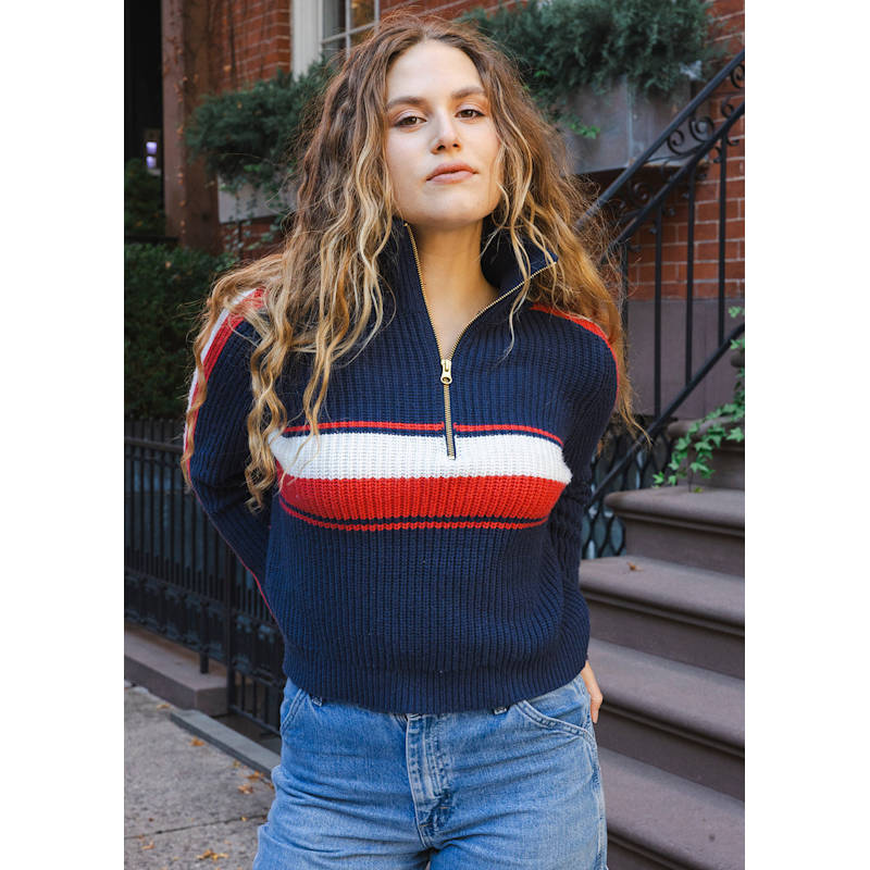 Thumbnail of Aspen Quarter Zip - Navy Retro Block image