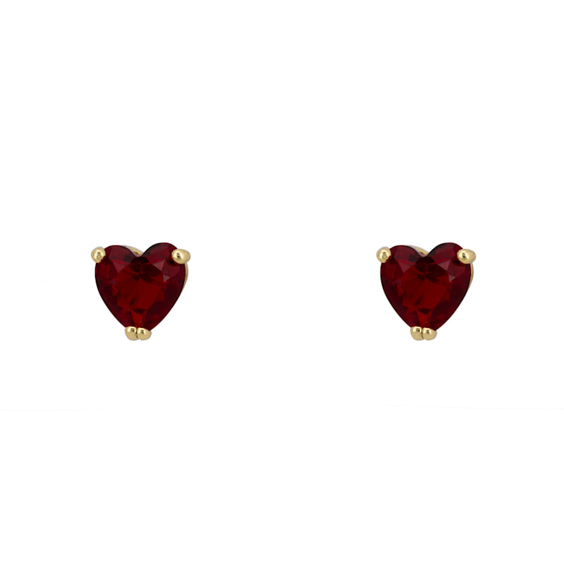 Thumbnail of Asscher Cut Heart Stud Earrings Gold Ruby image