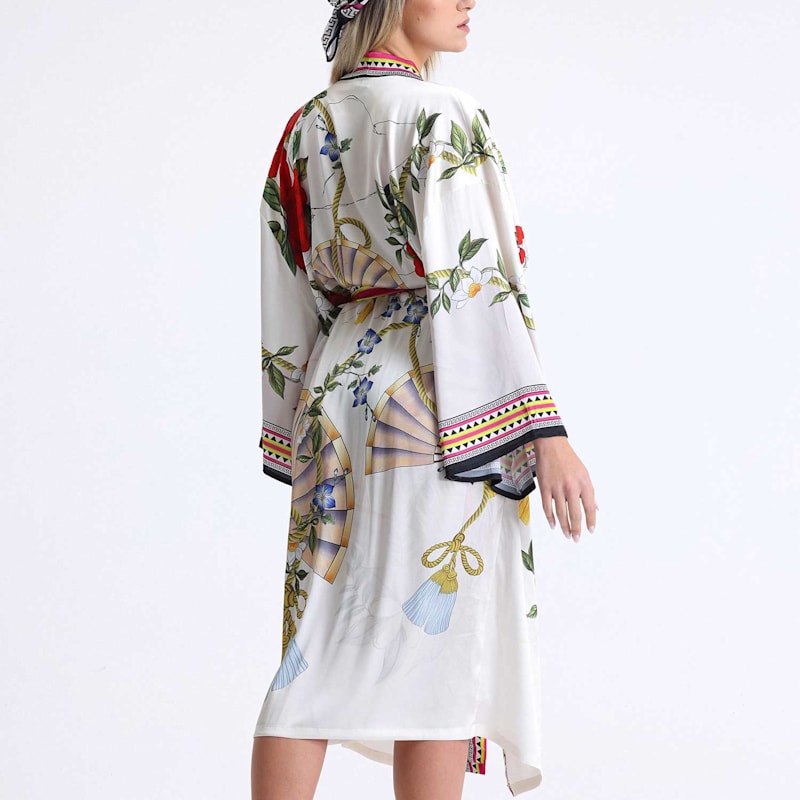 Thumbnail of Assorti Japanese Patterned Style Silky Satin Kimono image