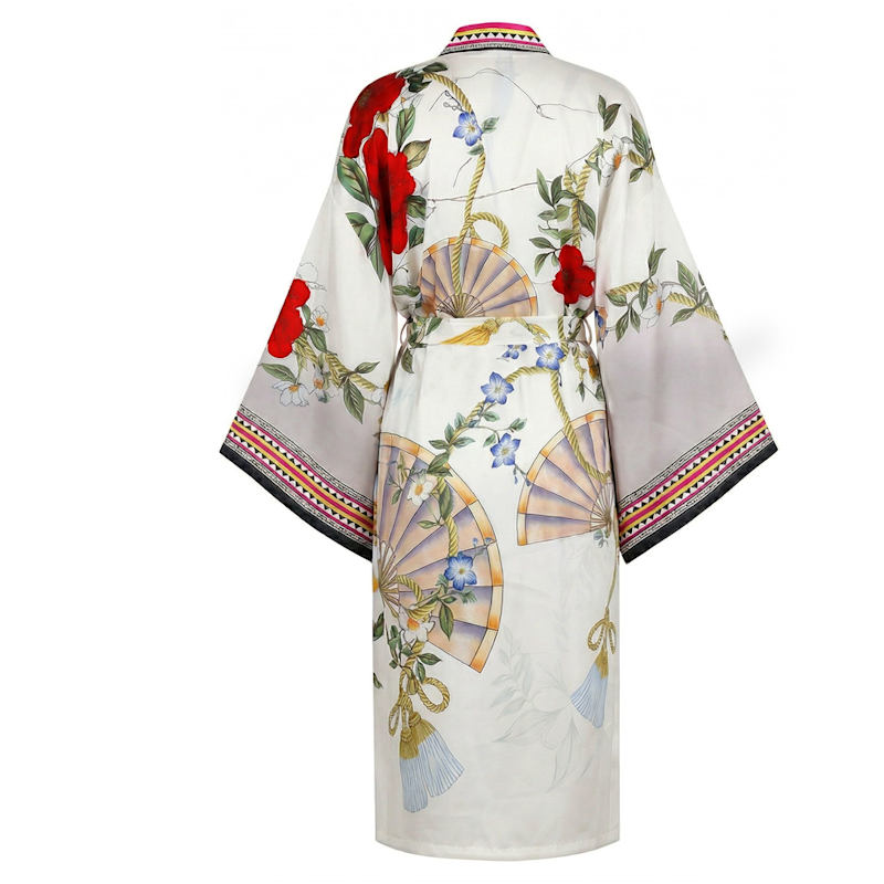 Thumbnail of Assorti Japanese Patterned Style Silky Satin Kimono image