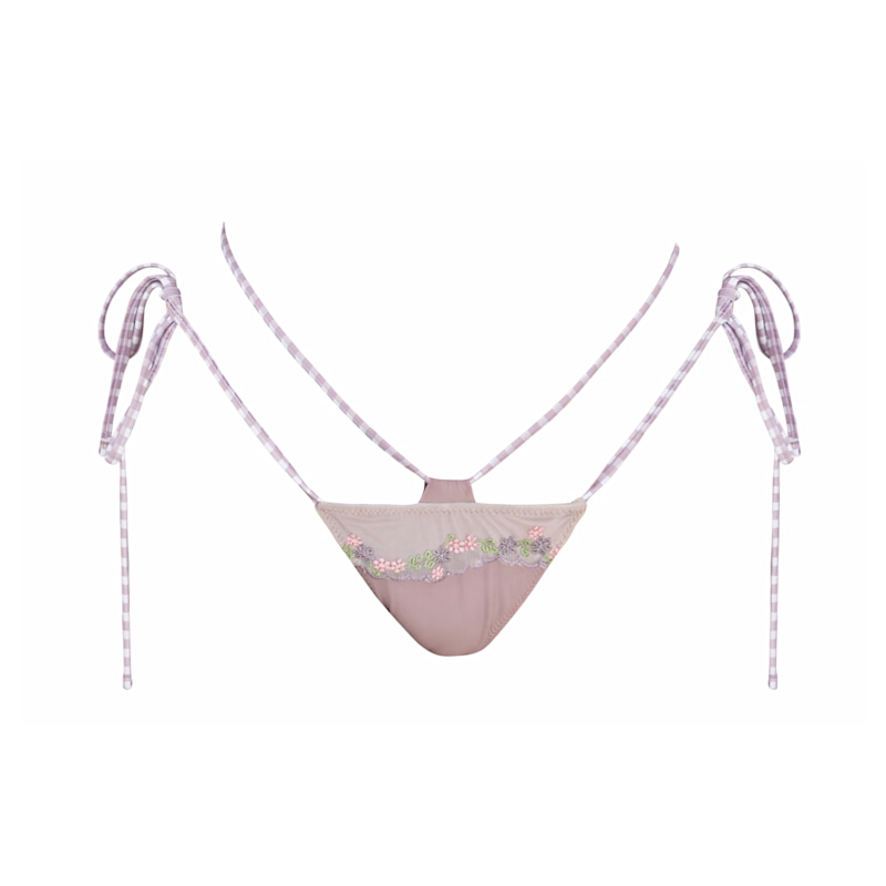 Thumbnail of Aster In Lavender Plaid Bikini Bottoms image