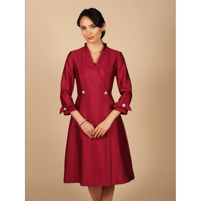 Thumbnail of Astor Silk Taffeta Dress Coat In Rosso image