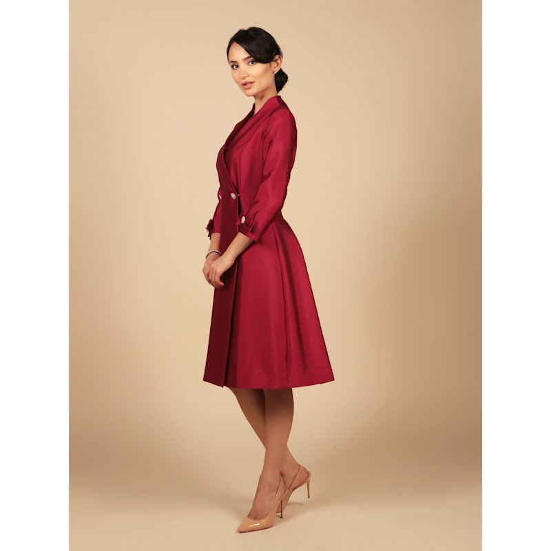 Thumbnail of Astor Silk Taffeta Dress Coat In Rosso image