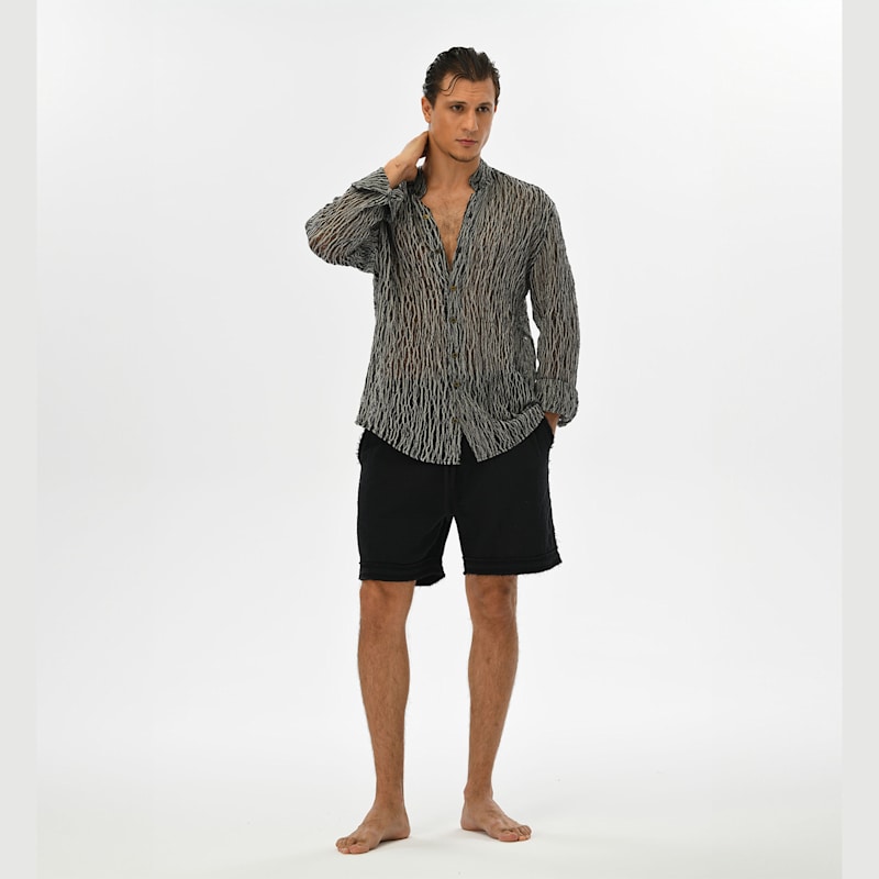 mens boho dress shirt Beachy Boho Men's Mesh Cotton Button Shirt, Surfer Men's Boho Clothing,  Button up Tee for Summer 100% Cotton S - 3X