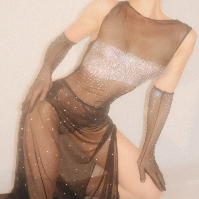 Thumbnail of Astria Black Sheer Long Gloves image