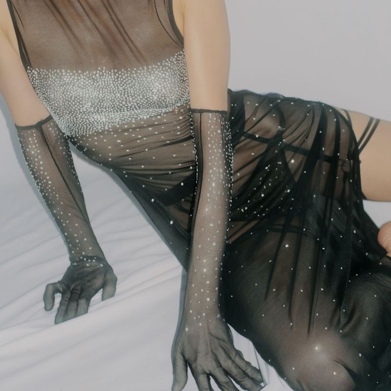 Thumbnail of Astria Black Sheer Long Gloves image