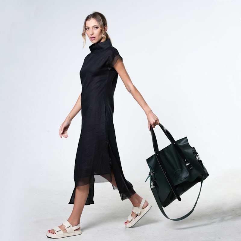 Thumbnail of Asymetric Linen Dress In Black image