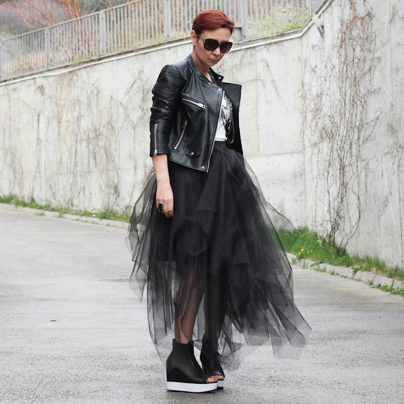 Black Layered Tulle Skirt - Elegant Occasion Wear | JANA COSHÈ