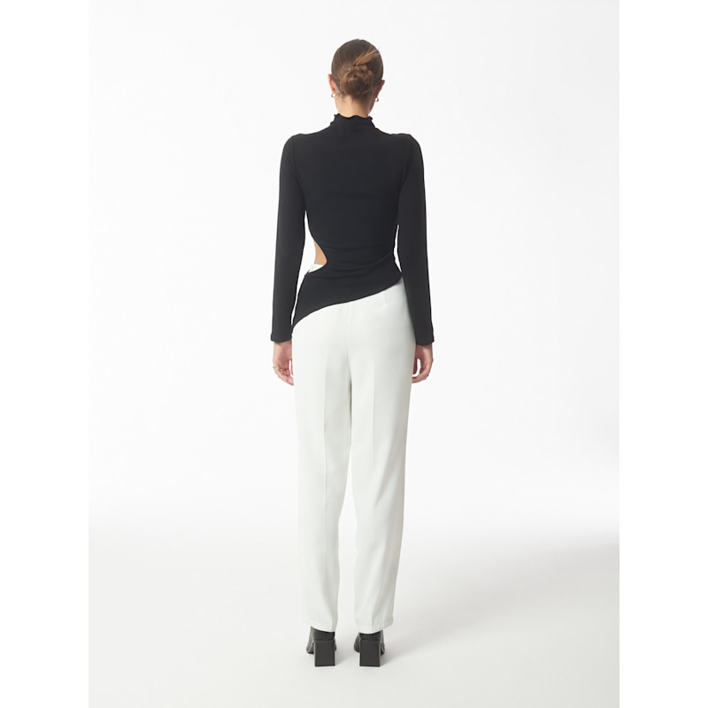 Thumbnail of Asymmetric Cutout Stretch Knit Top In Black image