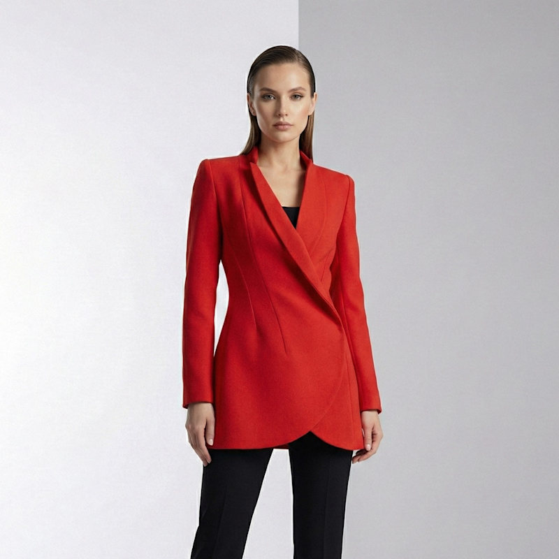 Thumbnail of Asymmetric Double Breasted Wool Blazer - Red image