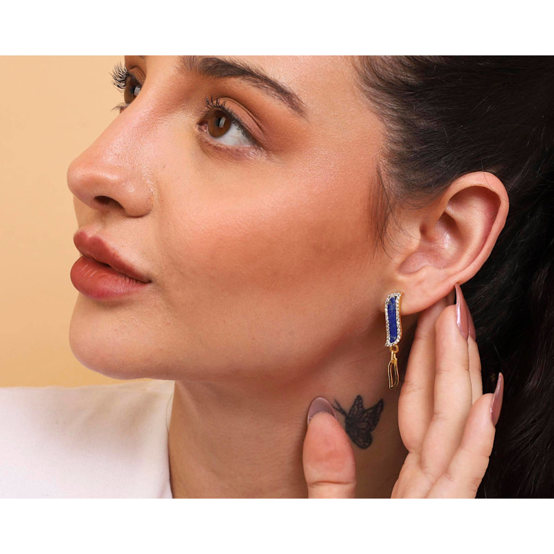 Thumbnail of Asymmetric Earrings - Lapis Lazuli Wave Symphony image
