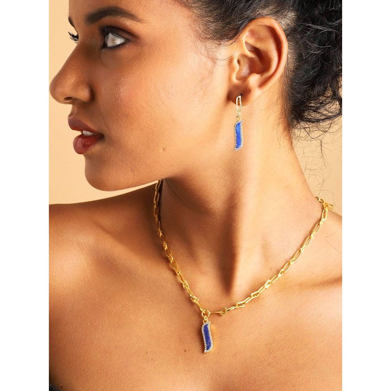 Thumbnail of Asymmetric Earrings - Lapis Lazuli Wave Symphony image