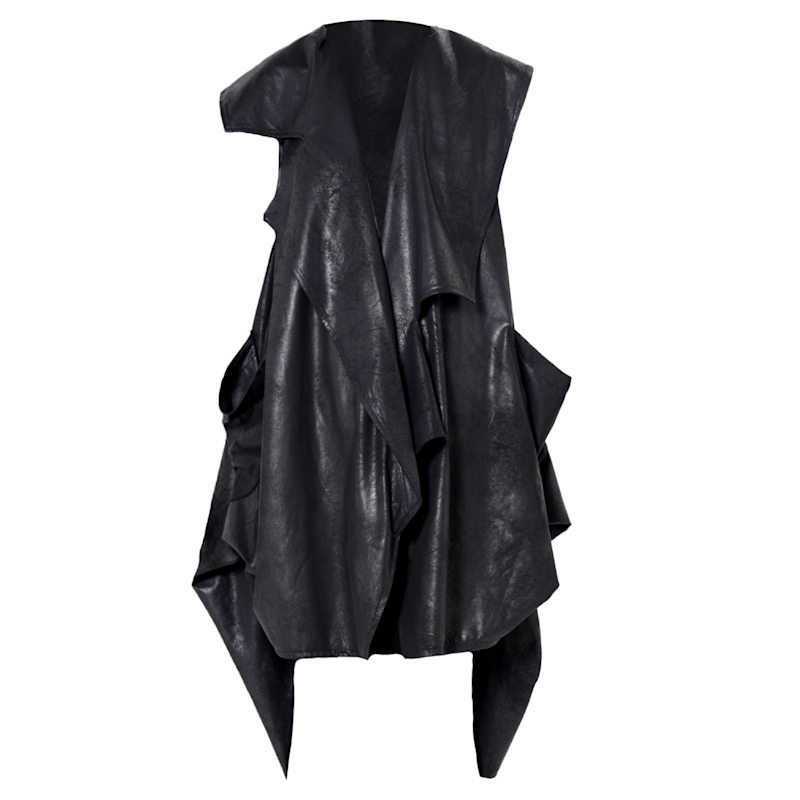 Asymmetric Faux Suede Vest In Black | Metamorphoza | Wolf & Badger