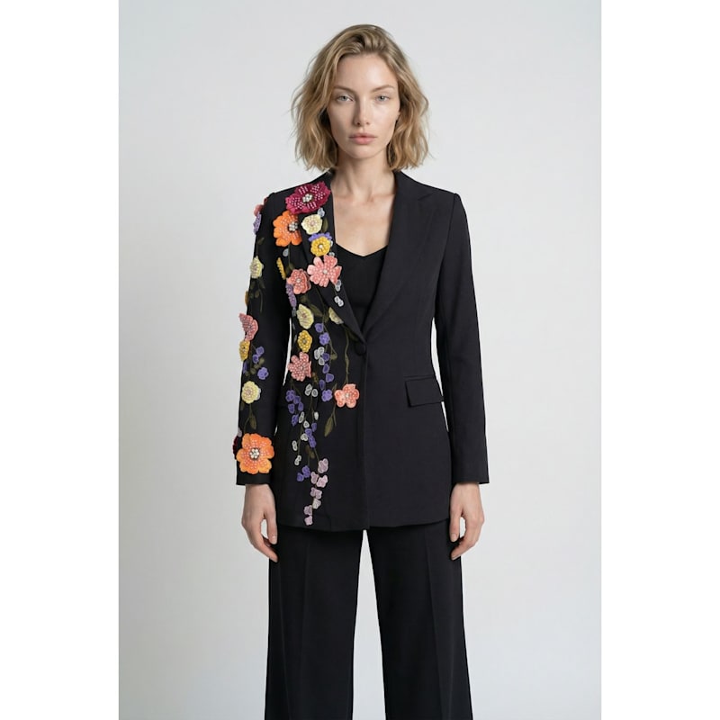 Thumbnail of Asymmetric Floral Appliqué Blazer image