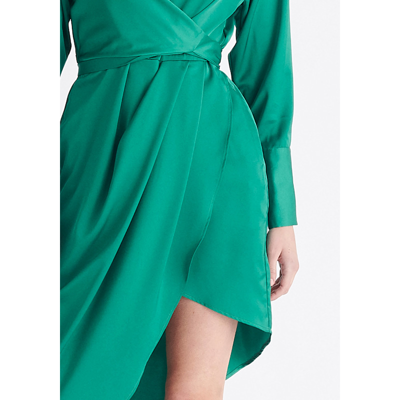 Textured Asymmetric Hem Dress in Blue