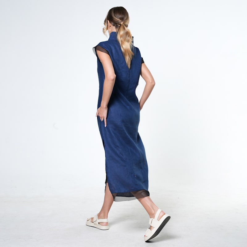 Thumbnail of Asymmetric Linen Dress In Blue image