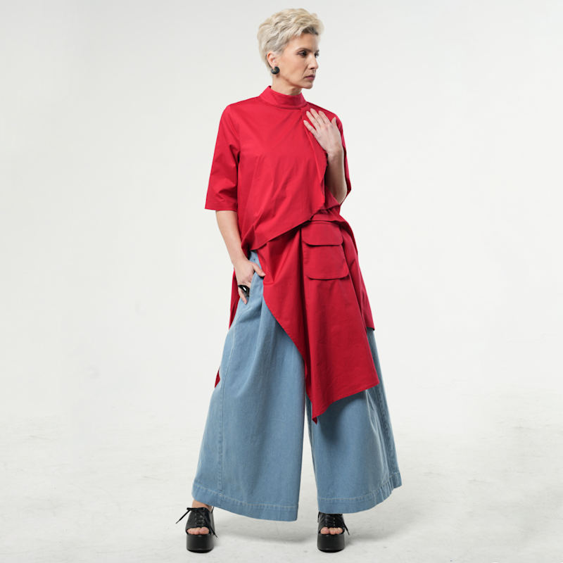Thumbnail of Asymmetric Loose Shirt In Red image