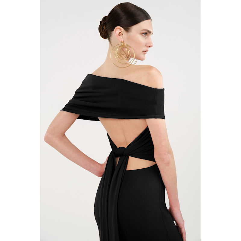 Thumbnail of Asymmetric Off-Shoulder Draped Maxi Dress image