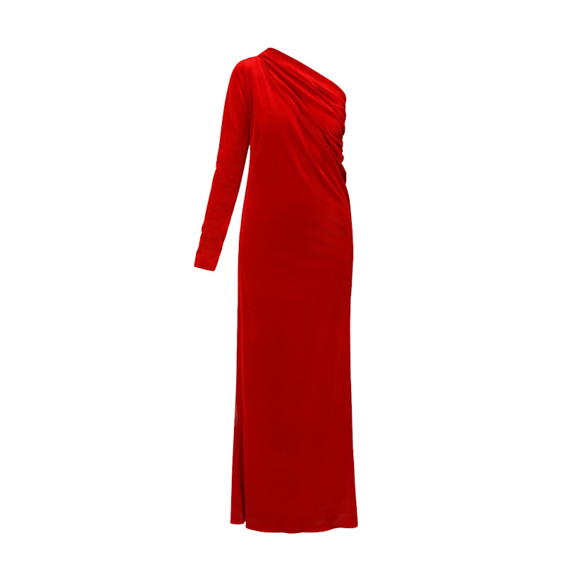 Thumbnail of Asymmetric Red Gown With Train image