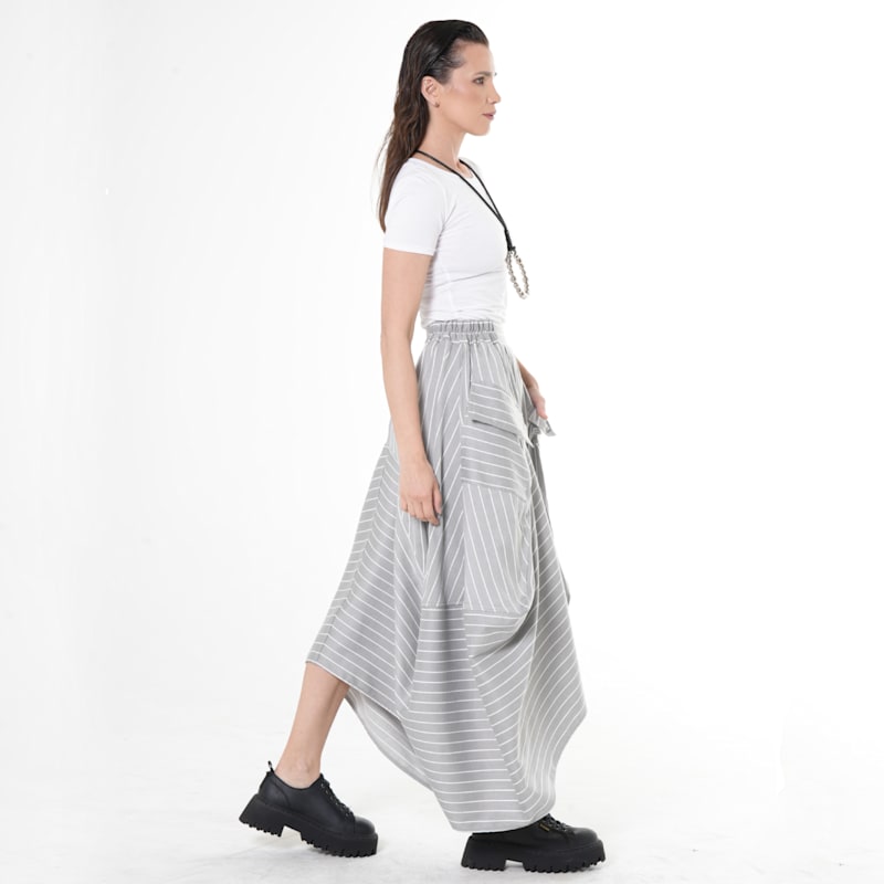 Thumbnail of Asymmetric Striped Denim Skirt image