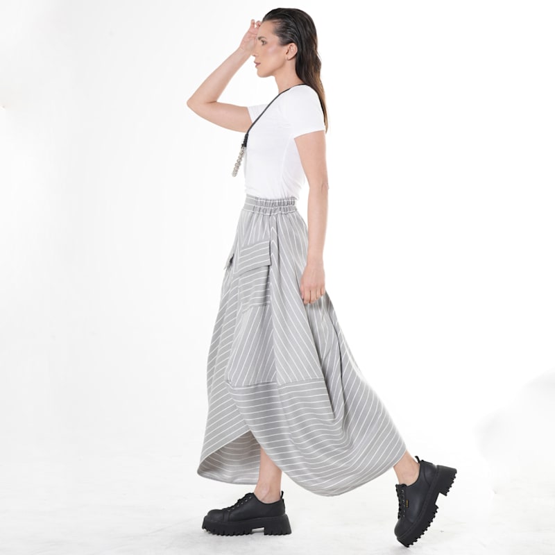 Thumbnail of Asymmetric Striped Denim Skirt image