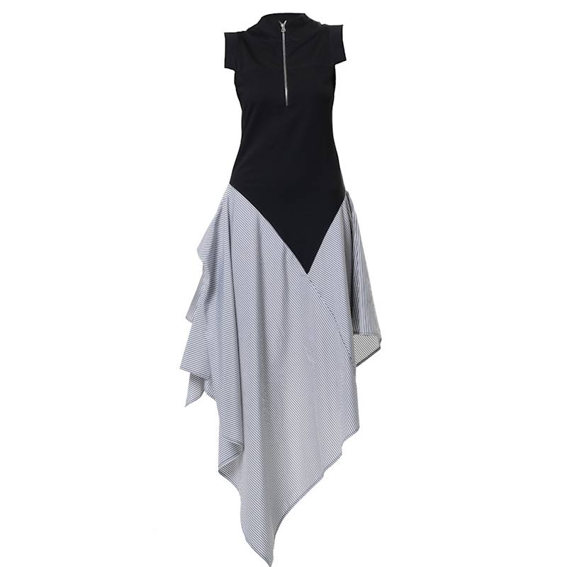 Thumbnail of Asymmetric Stripped Pattern Dress image