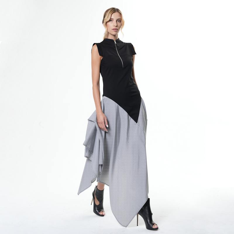 Thumbnail of Asymmetric Stripped Pattern Dress image