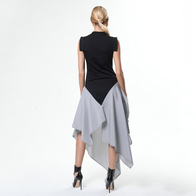 Thumbnail of Asymmetric Stripped Pattern Dress image