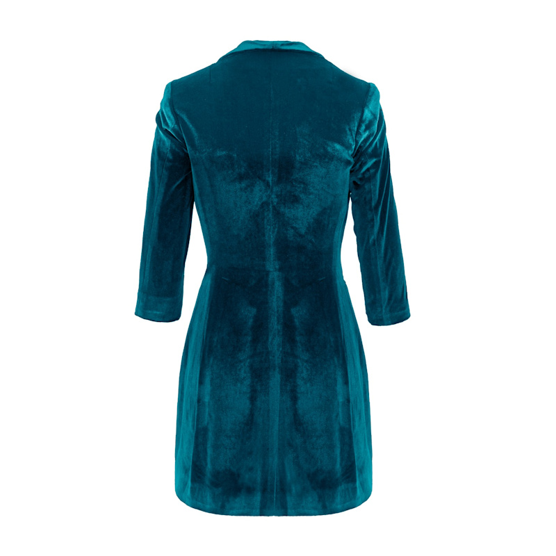 Asymmetric Velvet Blazer Dress Turquoise by AVENUE