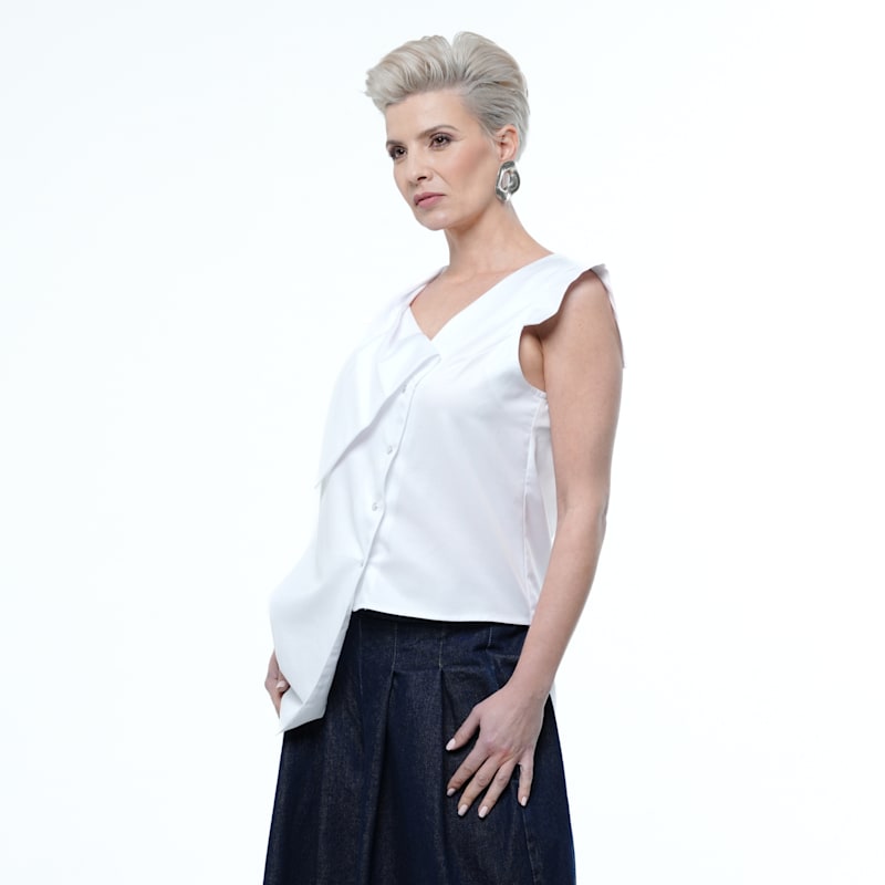 Thumbnail of Asymmetrical Buttoned Top In White image
