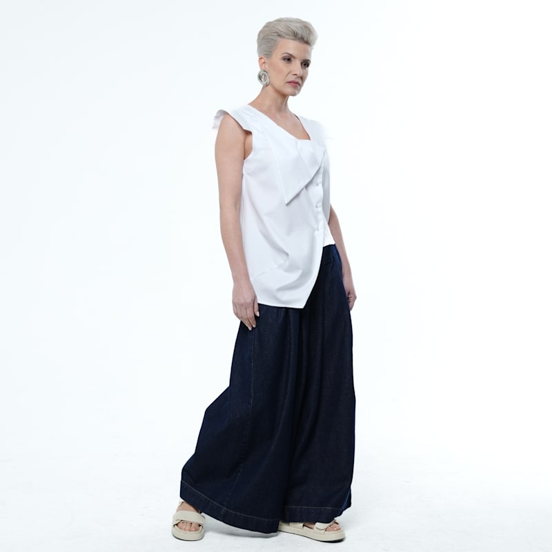 Thumbnail of Asymmetrical Buttoned Top In White image