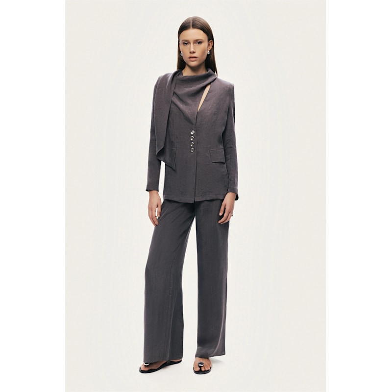 Asymmetrical Draped Tailored Jacket | NOCTURNE | Wolf & Badger