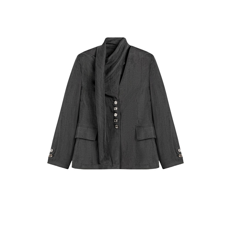 Asymmetrical Draped Tailored Jacket | NOCTURNE | Wolf & Badger
