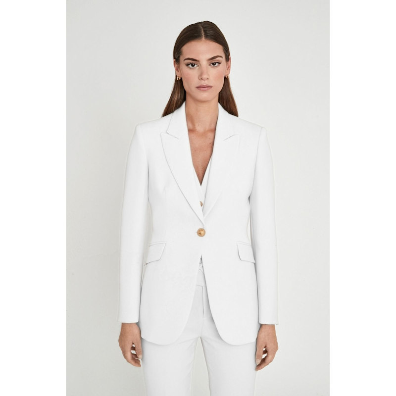 Atelier White Blazer With Single Gold Button | The Extreme Collection |  Wolf & Badger