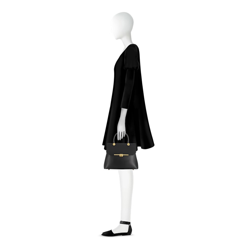 Thumbnail of Atlanta Black Top Handle Satchel Bag W/Shoulder Strap - Black image
