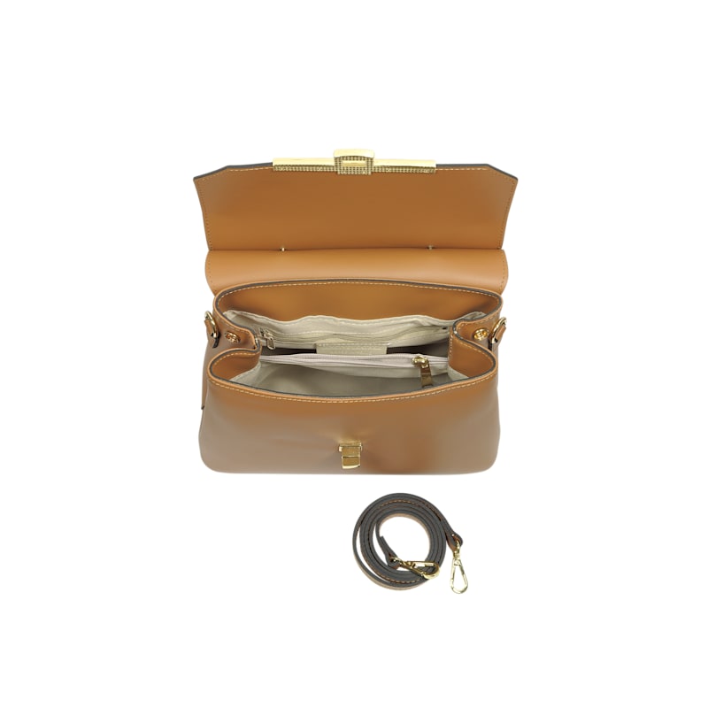 Thumbnail of Atlanta Top Handle Satchel Bag W/Shoulder Strap - Brown image