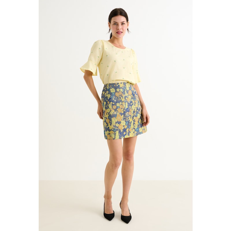Thumbnail of Aubin Fairytale Jacquard Mini Skirt - Yellow image